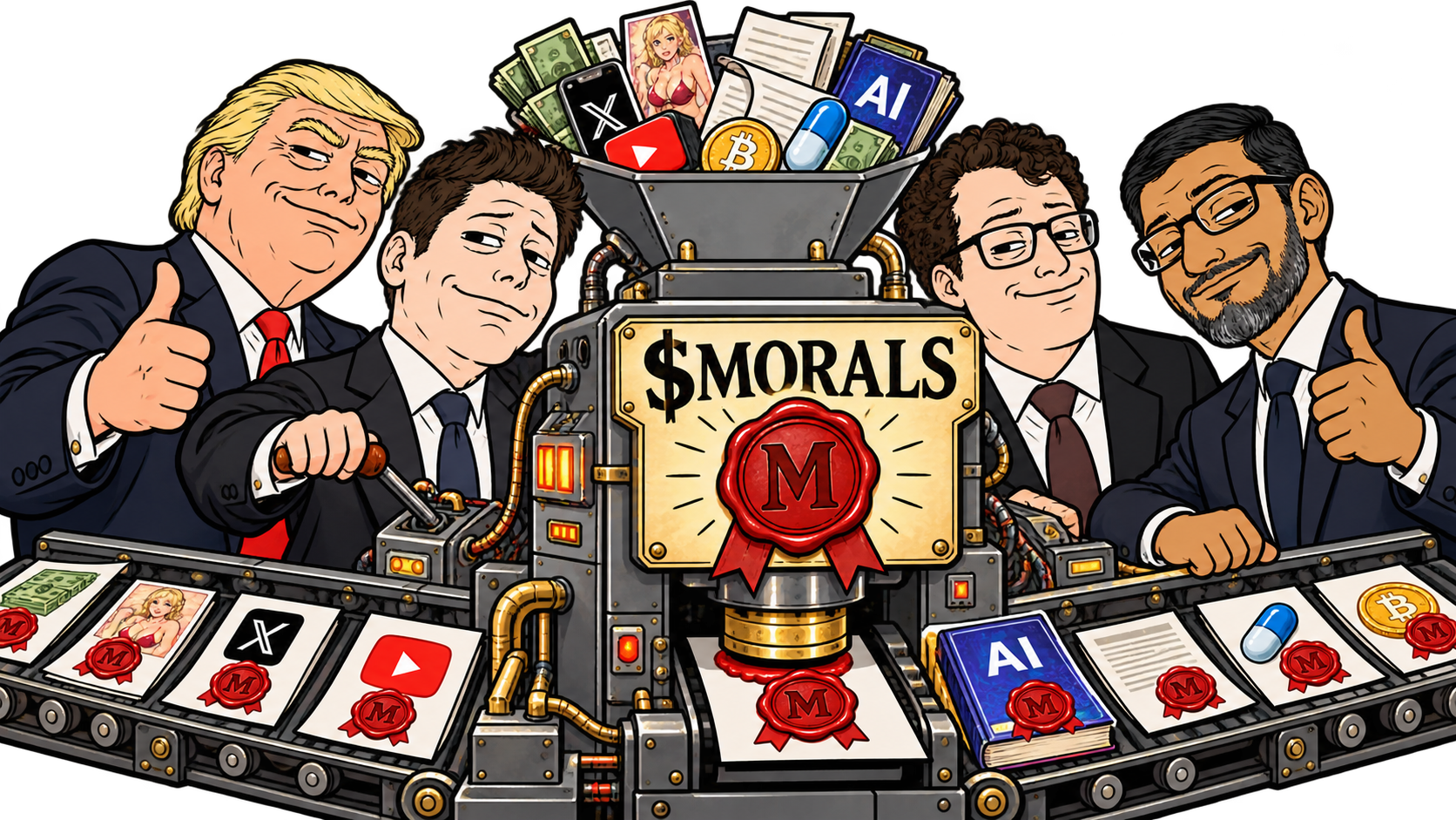 Satirical institutional morality machine
