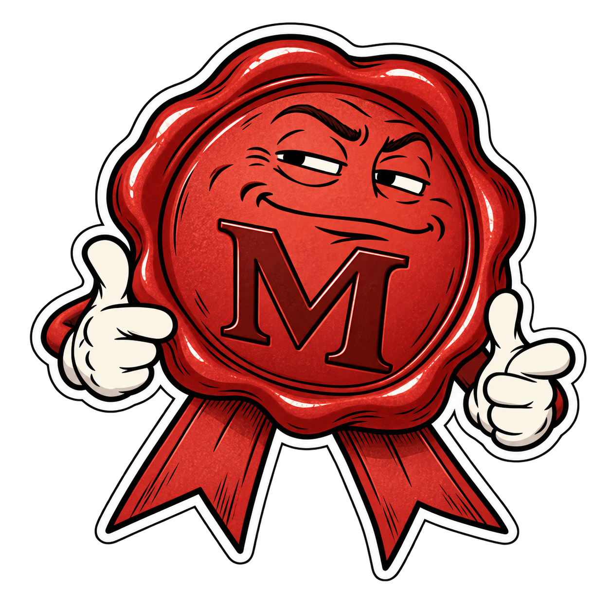 Thumbs-up M seal sticker
